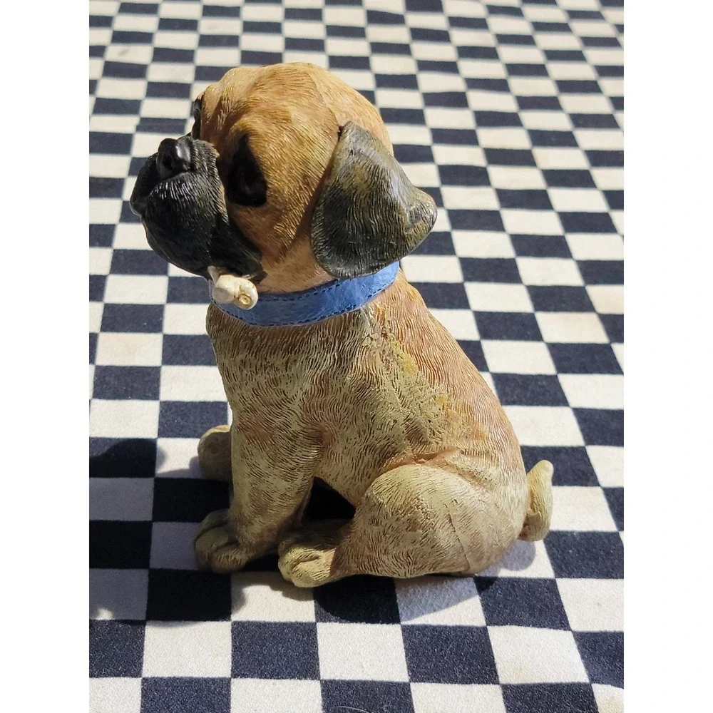 Pug Dog‎ Figurine Blue Collar Bone Charm Plastic Resin Puppy Decor 6 Inch